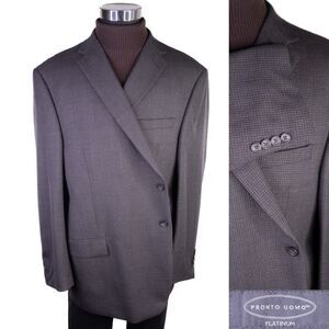 Pronto Uomo Platinum Mens Sport Coat 50R Houndstooth Executive Wool Blazer EUC